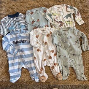 Carter's Baby Boy Footie Sleeper One-Piece Lot Set Bundle of 6 3 months EUC